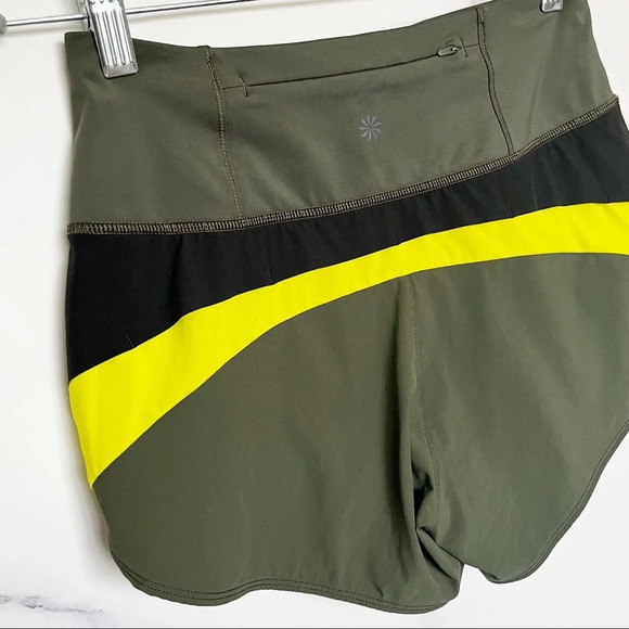 Athleta Running Free Shorts 3.5” Green Yellow Colorblock - Picture 6 of 10